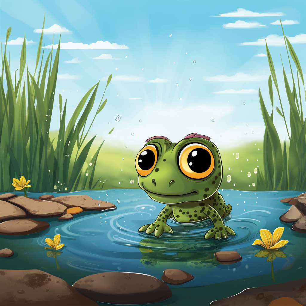 Cartoon Tadpole Swimming Pond