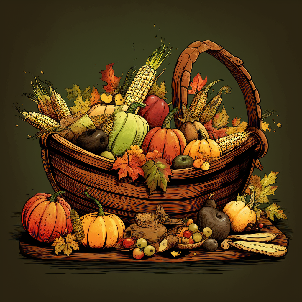 Thanksgiving cornucopia cartoon image