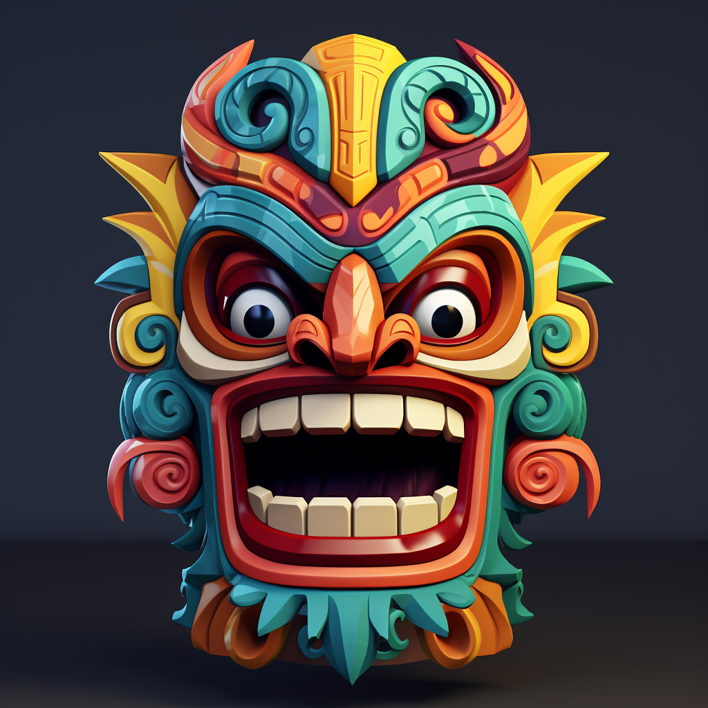 Colorful realistic cartoon tiki mask.