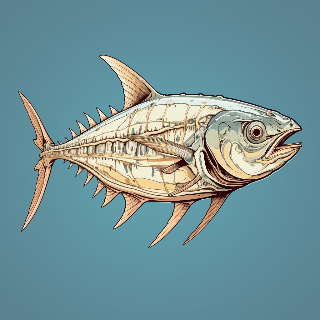 Cartoon tuna fish skeleton illustration