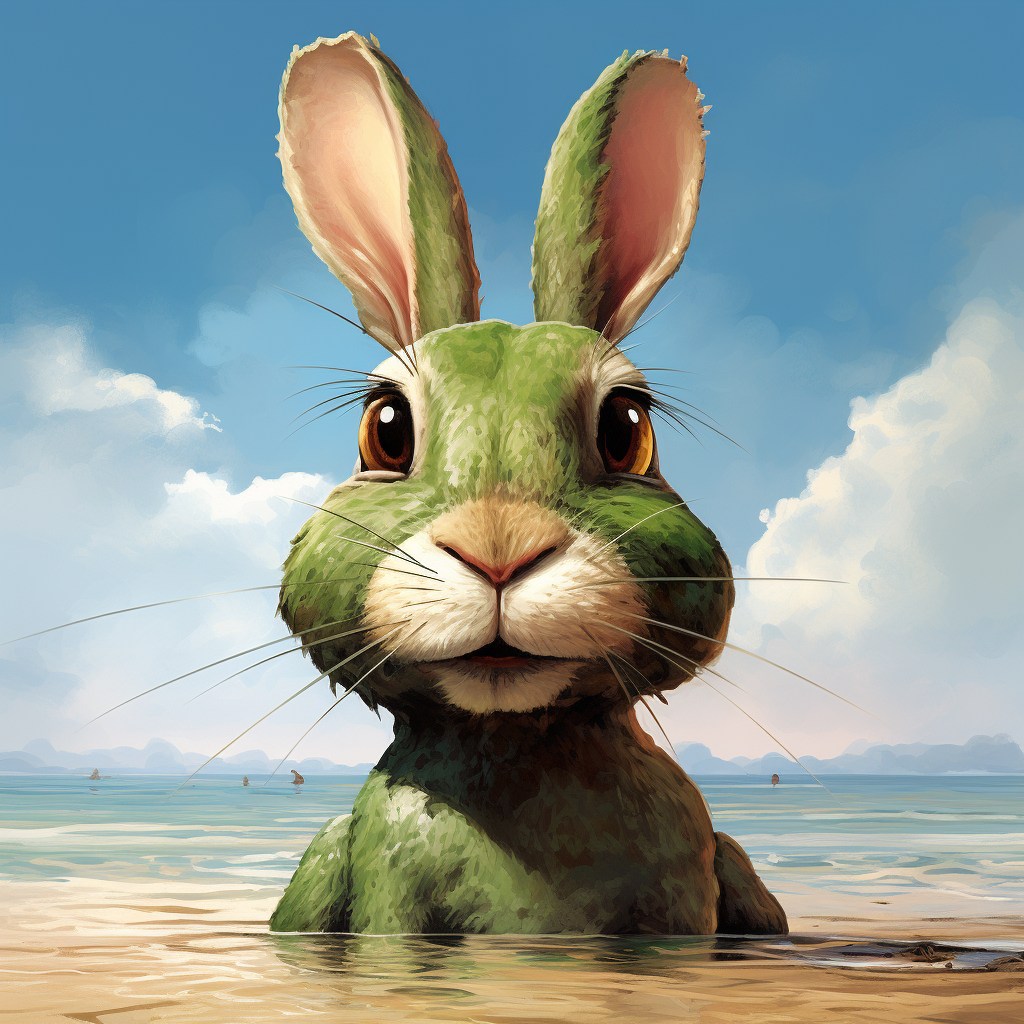 Cartoon turtle disguised as bunny rabbit