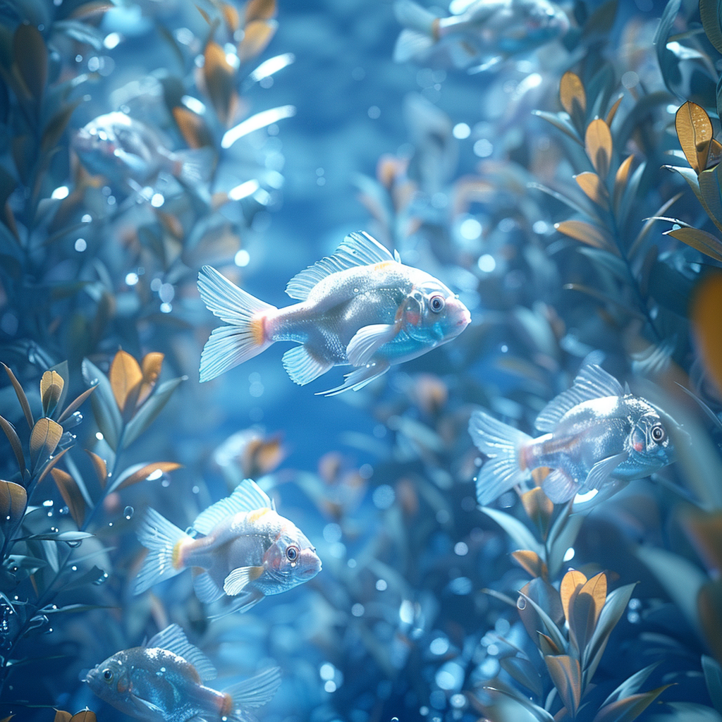 Beautiful cartoon underwater scene with fishes