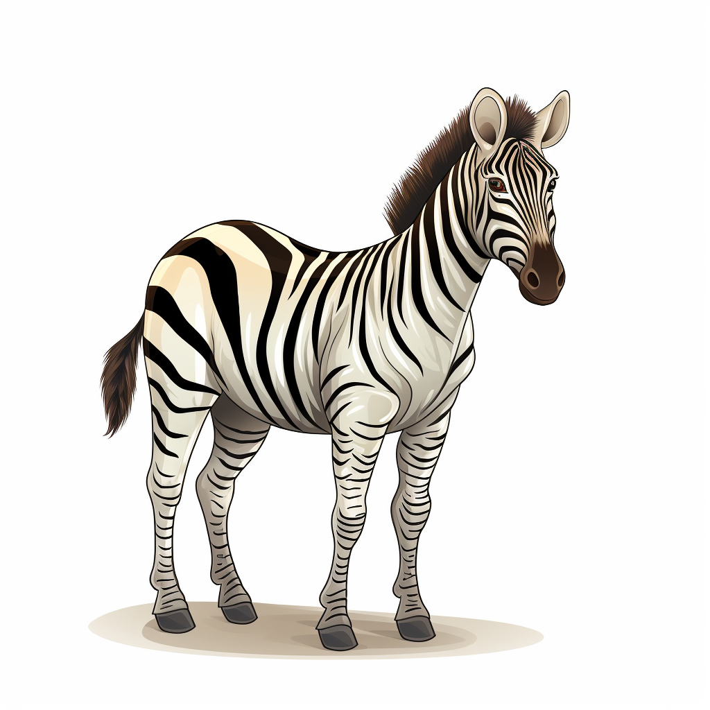 Cartoon zebra from behind on white background