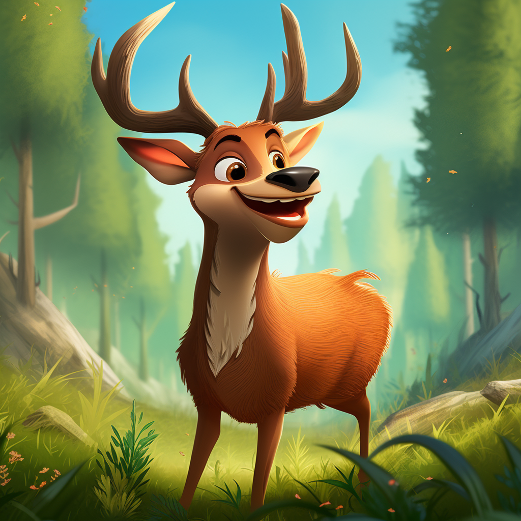 Cute anthropomorphic deer cartoon