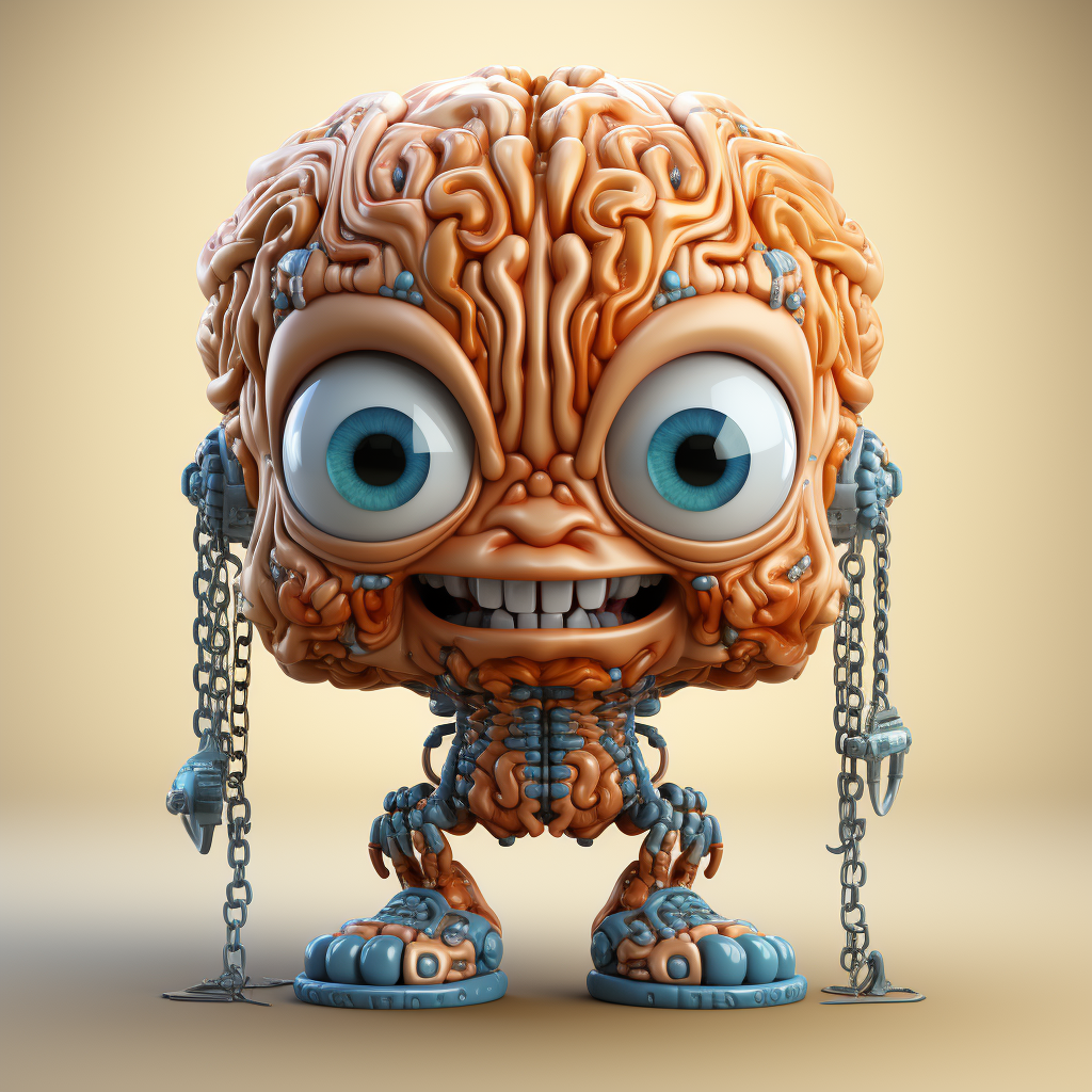 Cartoon brain with chain