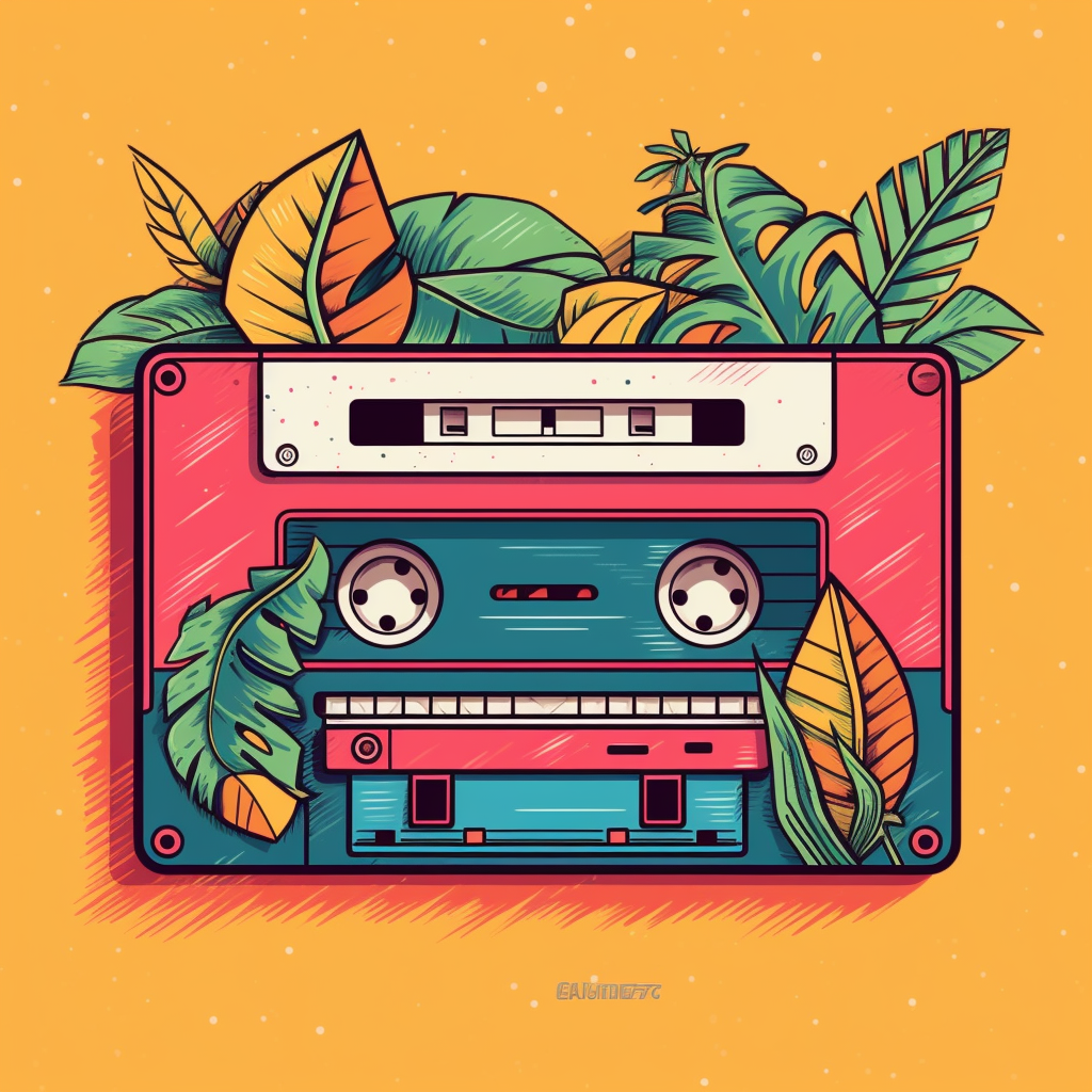 Colorful cartoon cassette tape illustration