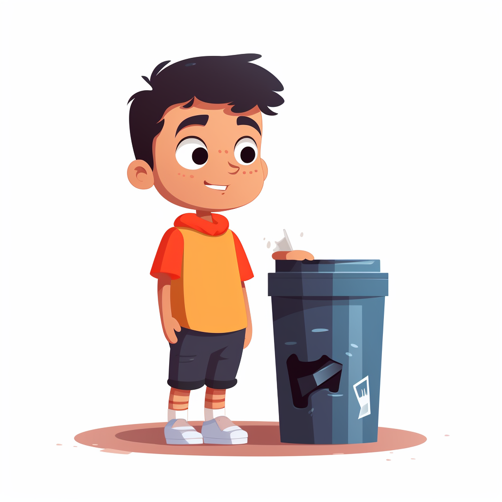 Cartoon character with trash can head