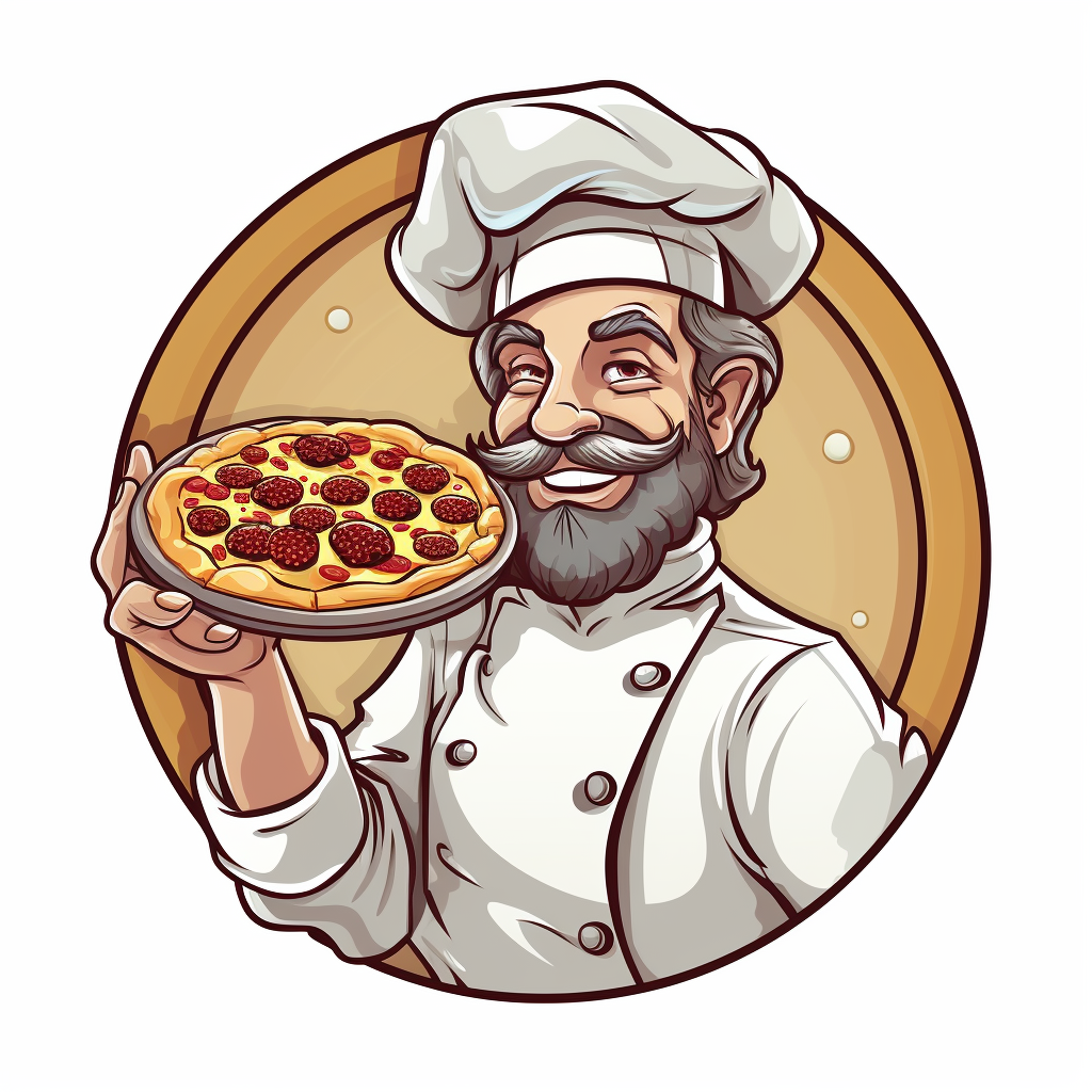 Fun Cartoon Chef Holding Pizza