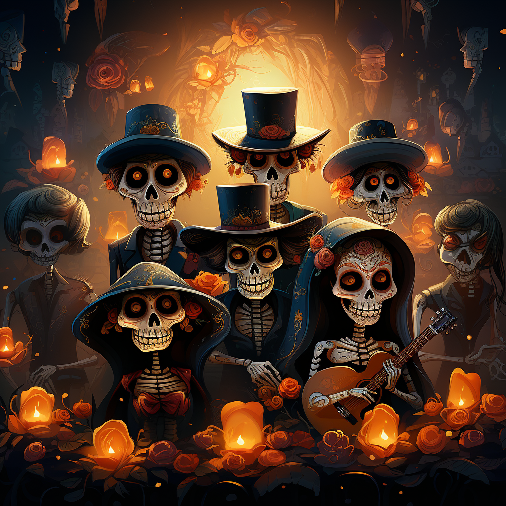 Cartoon Day of the Dead background without skull