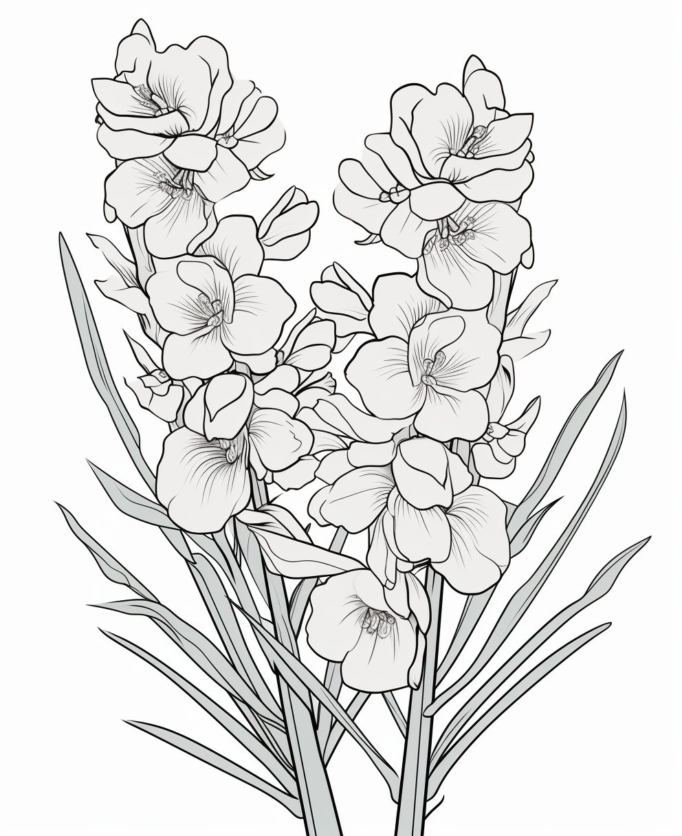 Delphinium Cartoon Coloring Page