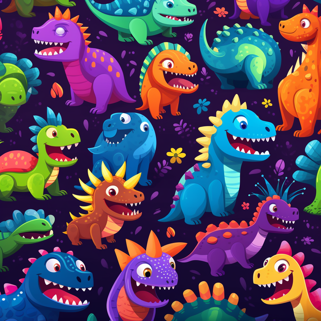 Colorful cartoon dinosaur pattern