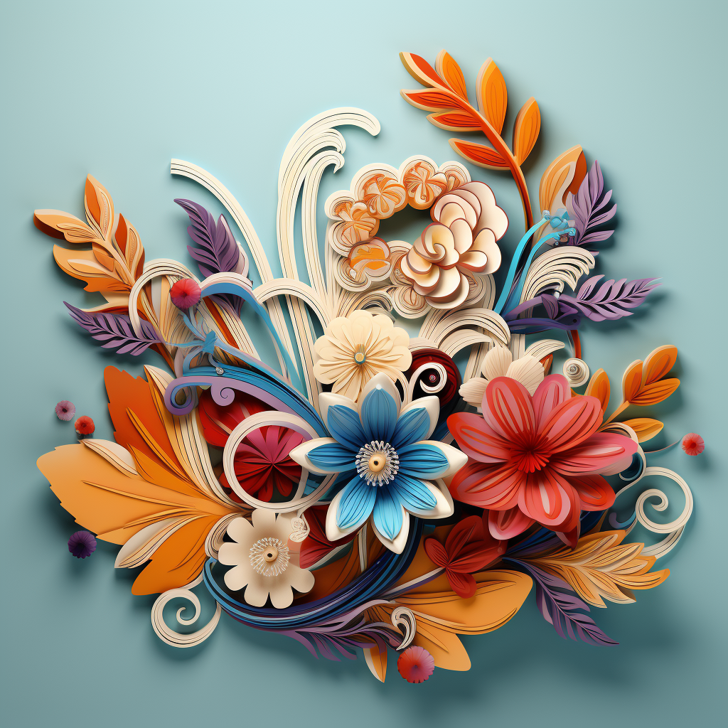 Hand-drawn 3D cartoon floral design