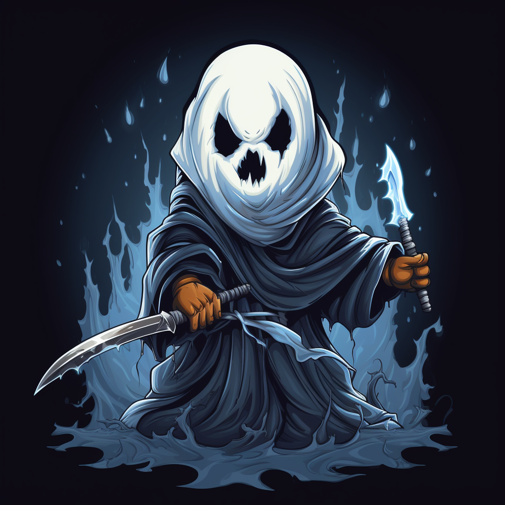 Spooky cartoon ghostface with knife design