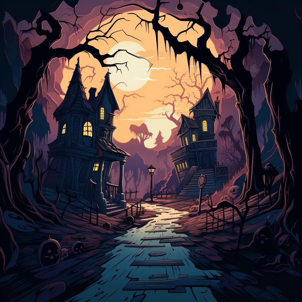 Cartoon Haunted Scenery No People