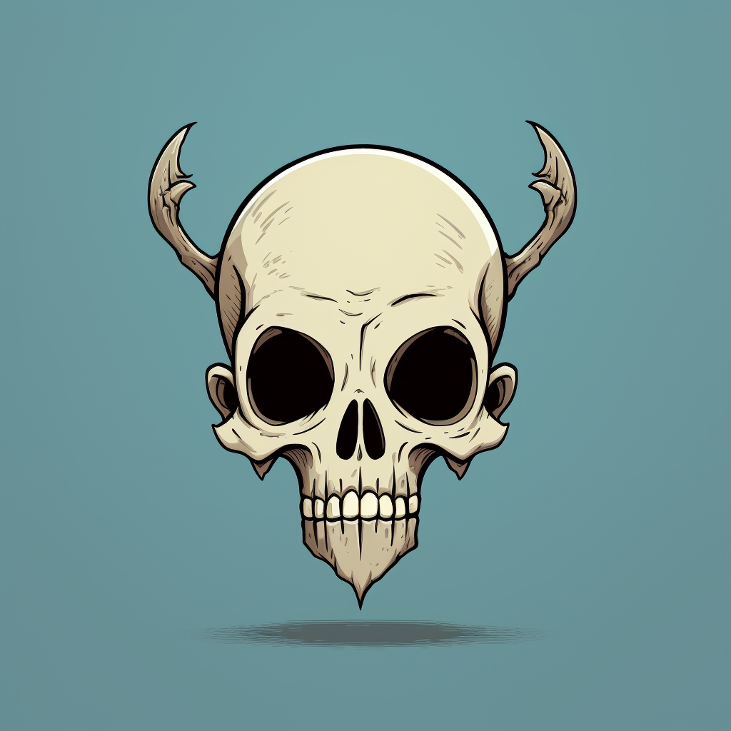 Cartoon human skull with horns