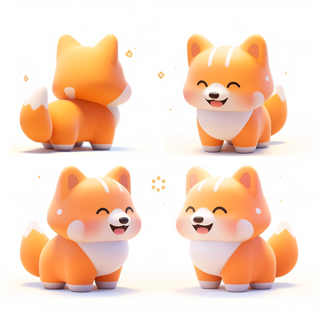 Cute dog in three views