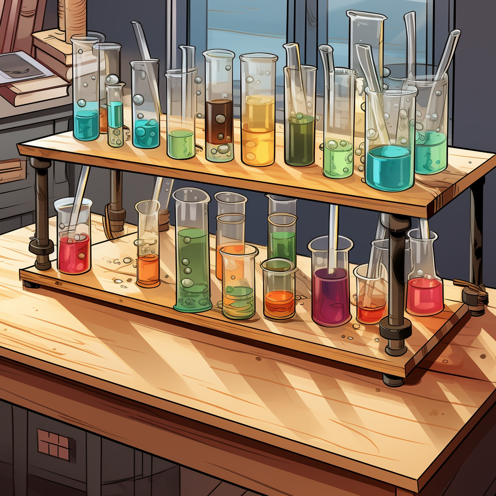 Lab bench with test tubes