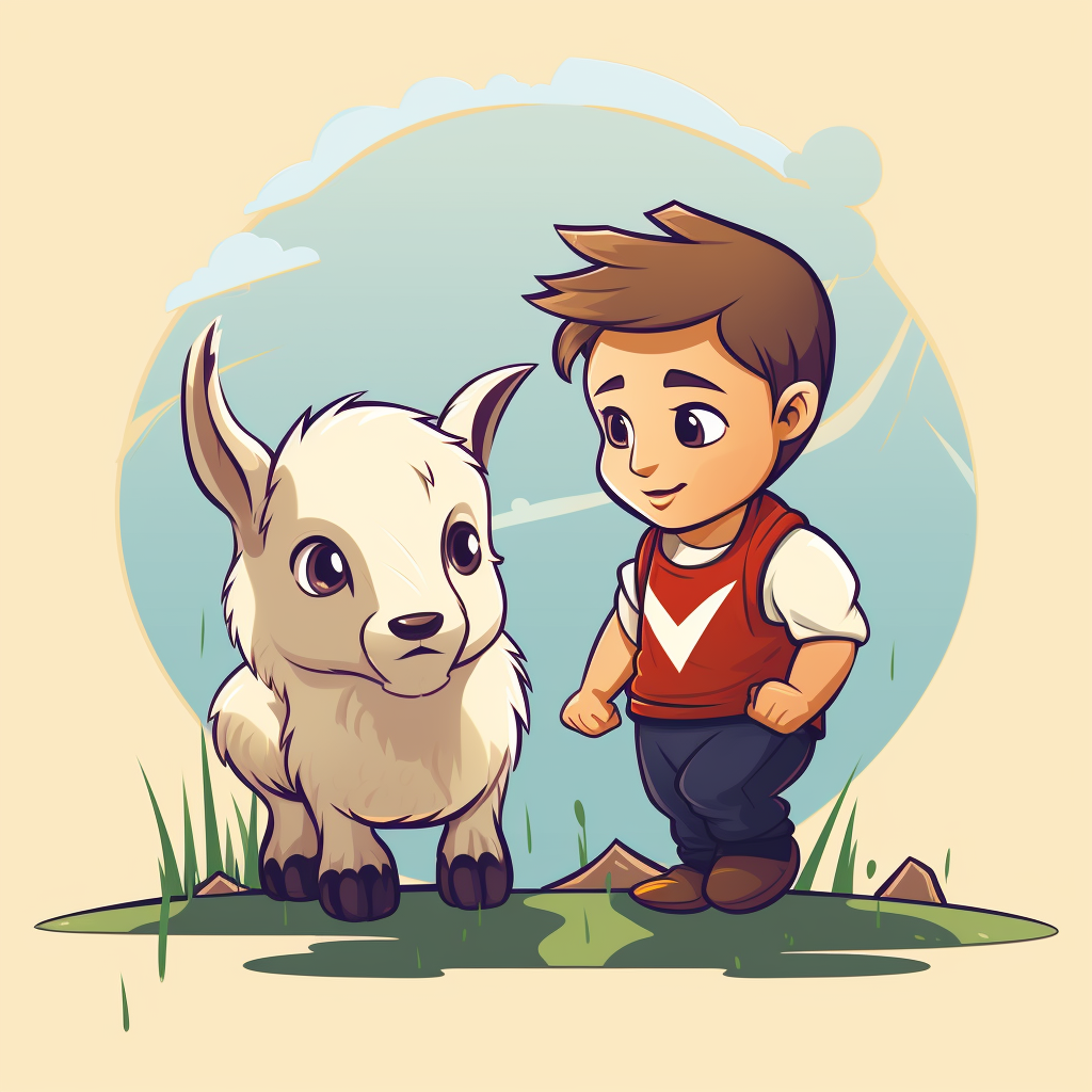 Woman bumped by goat cartoon logo