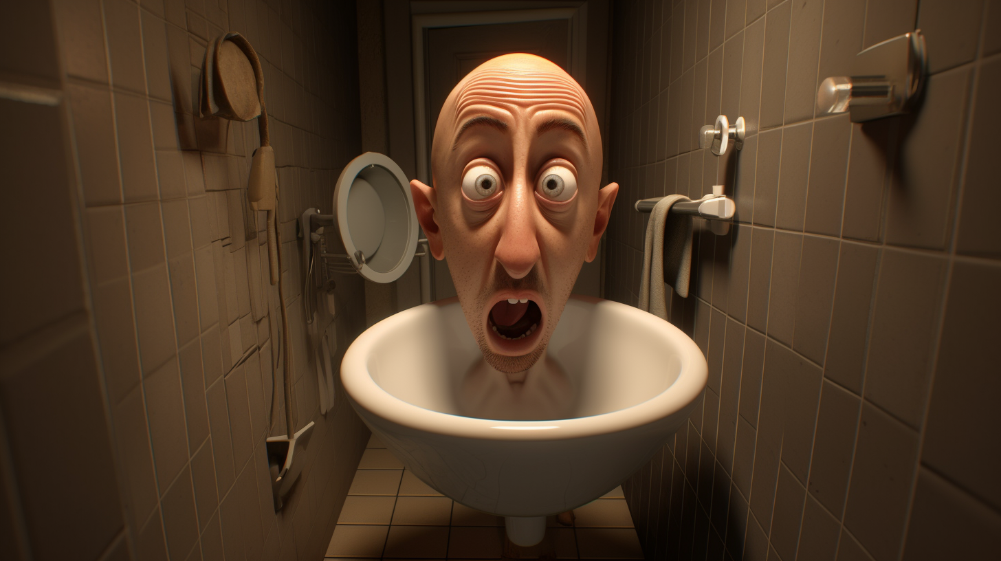 Cartoon man toilet illustration