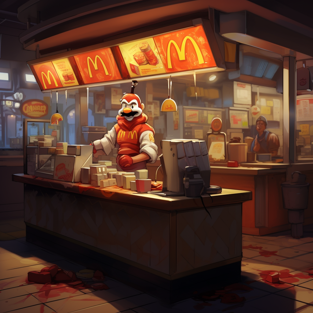 Cartoon McDonald Shop Counter Image