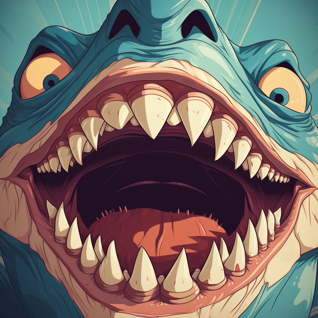 Closeup of Cartoon Monster's Sharp Teeth