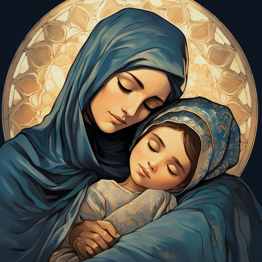 Cartoon of Mother Wearing Hijab Dreaming