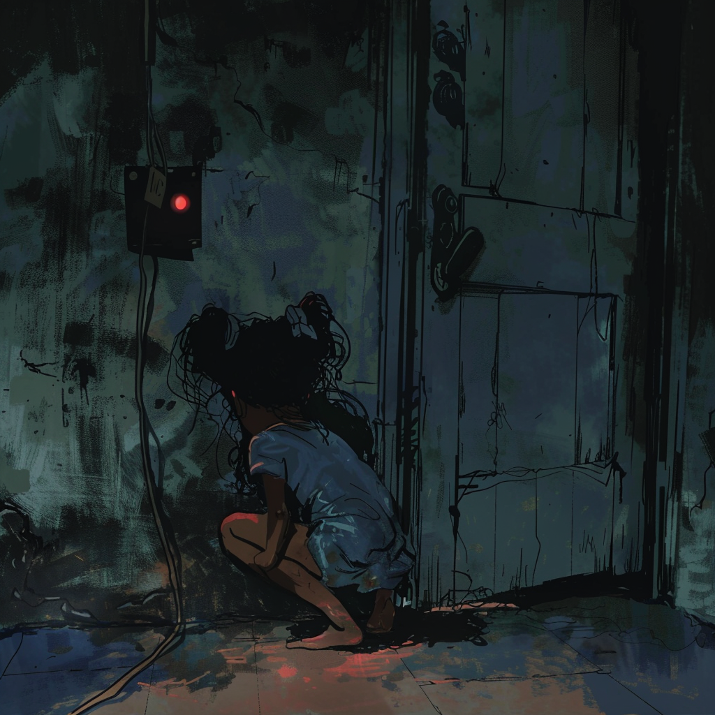 Cartoon Creole Girl Crawling at Night