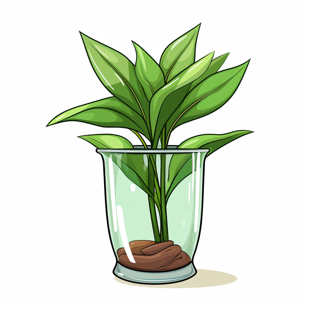 Cartoon plant in vase on white