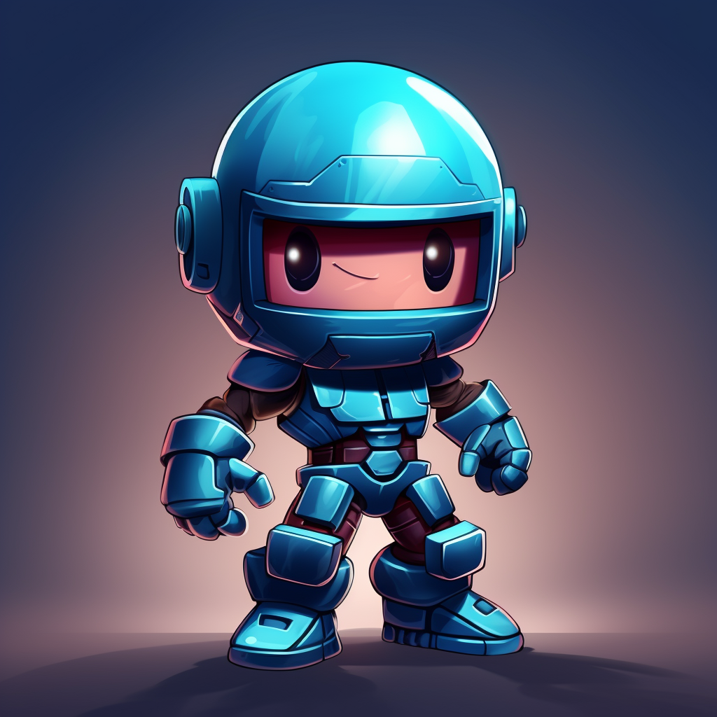 Cute Cartoon Robot Ninja in MegaMan Style