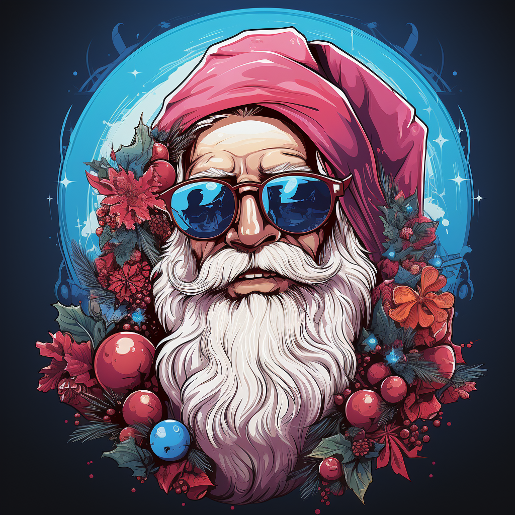 Cartoon Santa with Sunglasses