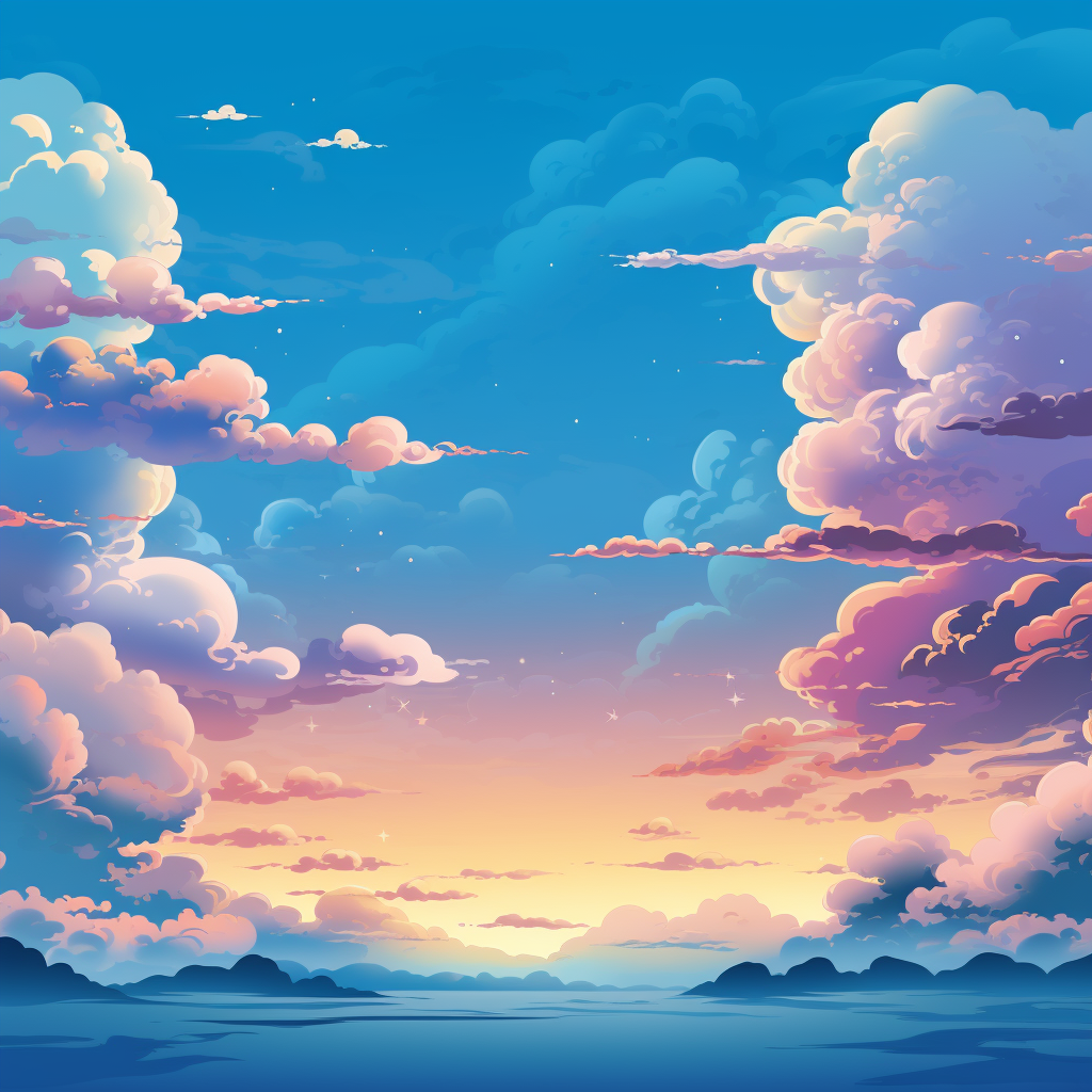 Cartoon sky background with clouds