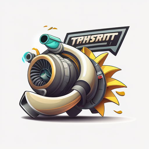 Cartoon turbo charger logo on white background