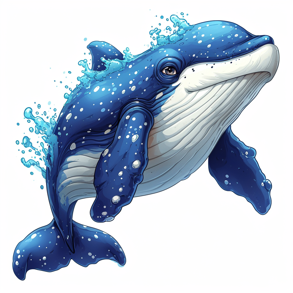 Cartoon water animal, big wale, white background