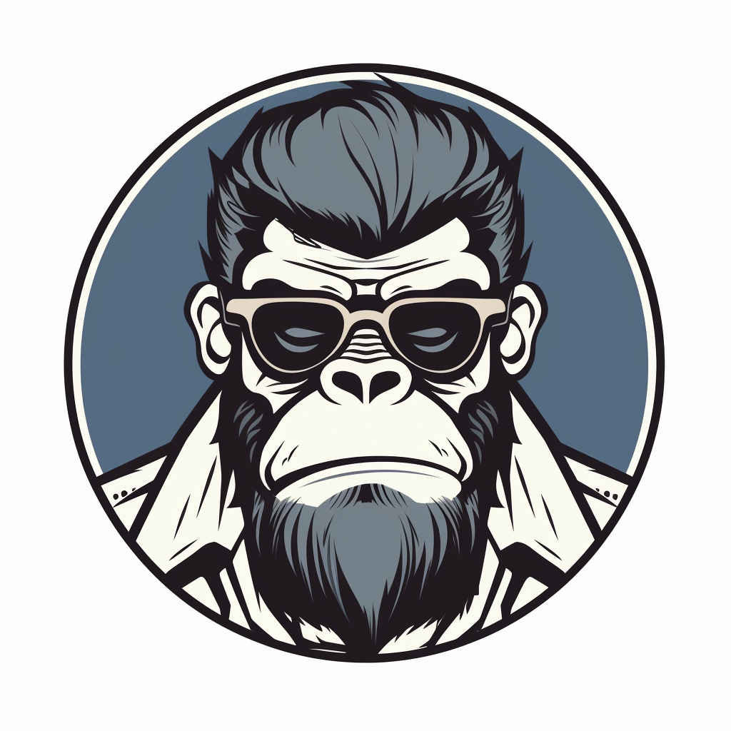 Cartoon white gorilla logo with vintage vibes