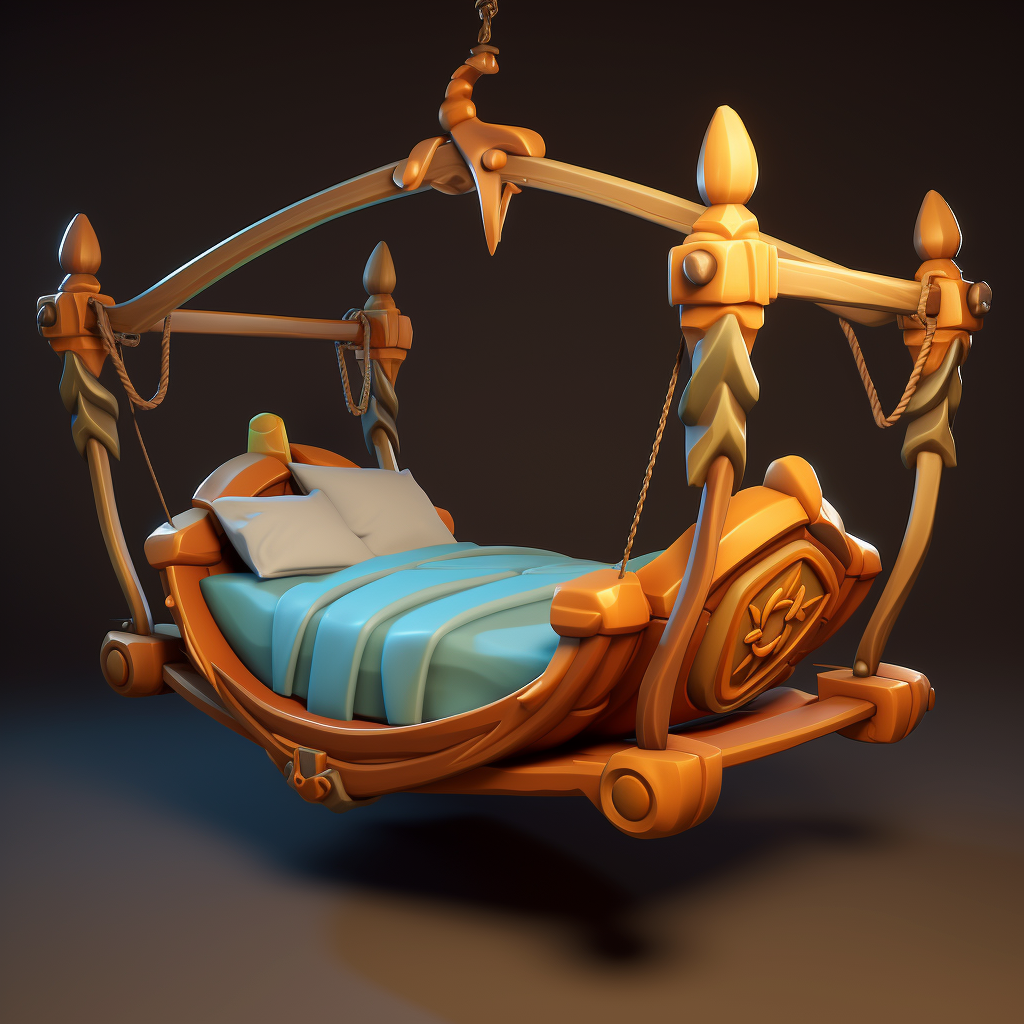 Cartoonic style bed swing in 3D Disney art