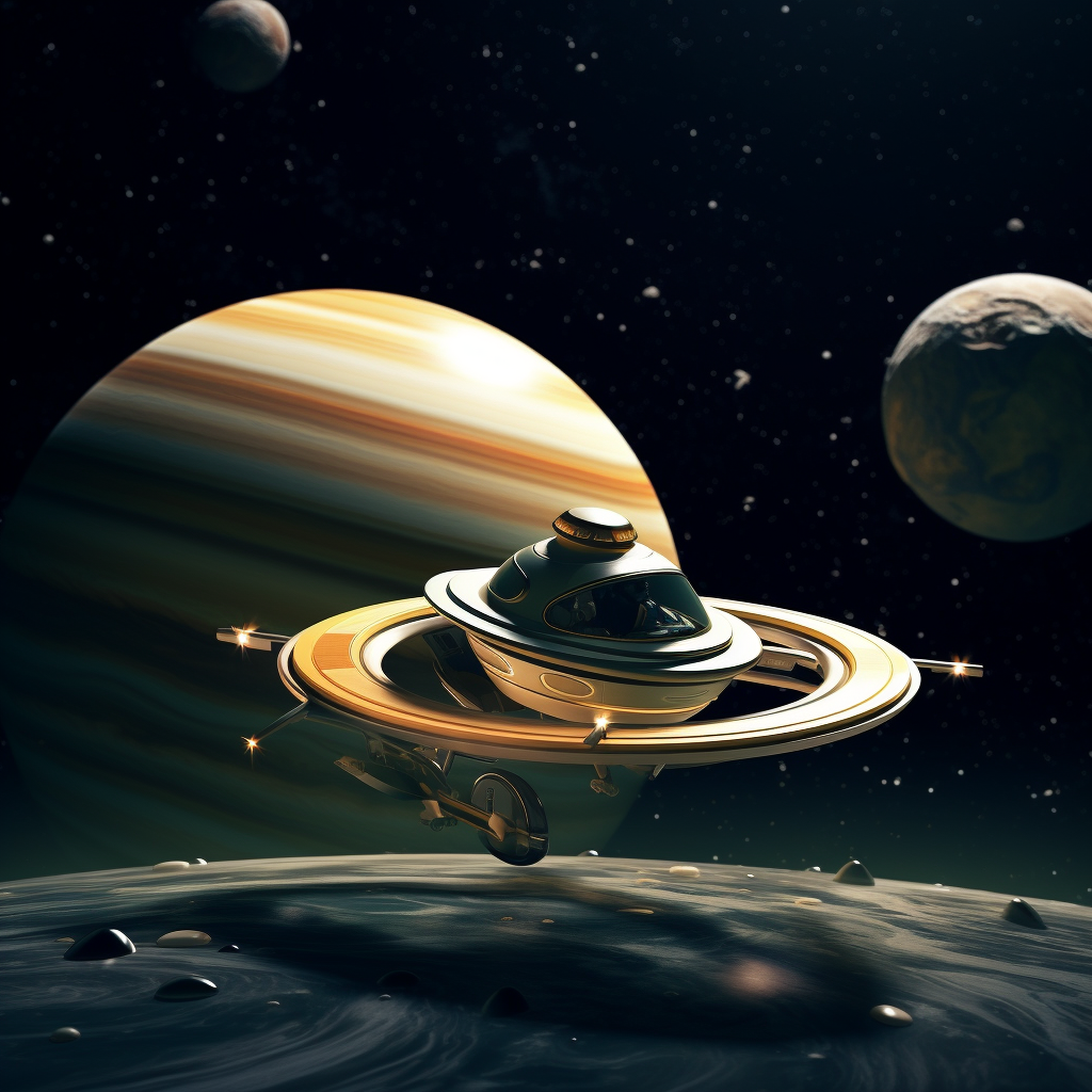 Cartoonish 3D Saturn with Jaguar Floating