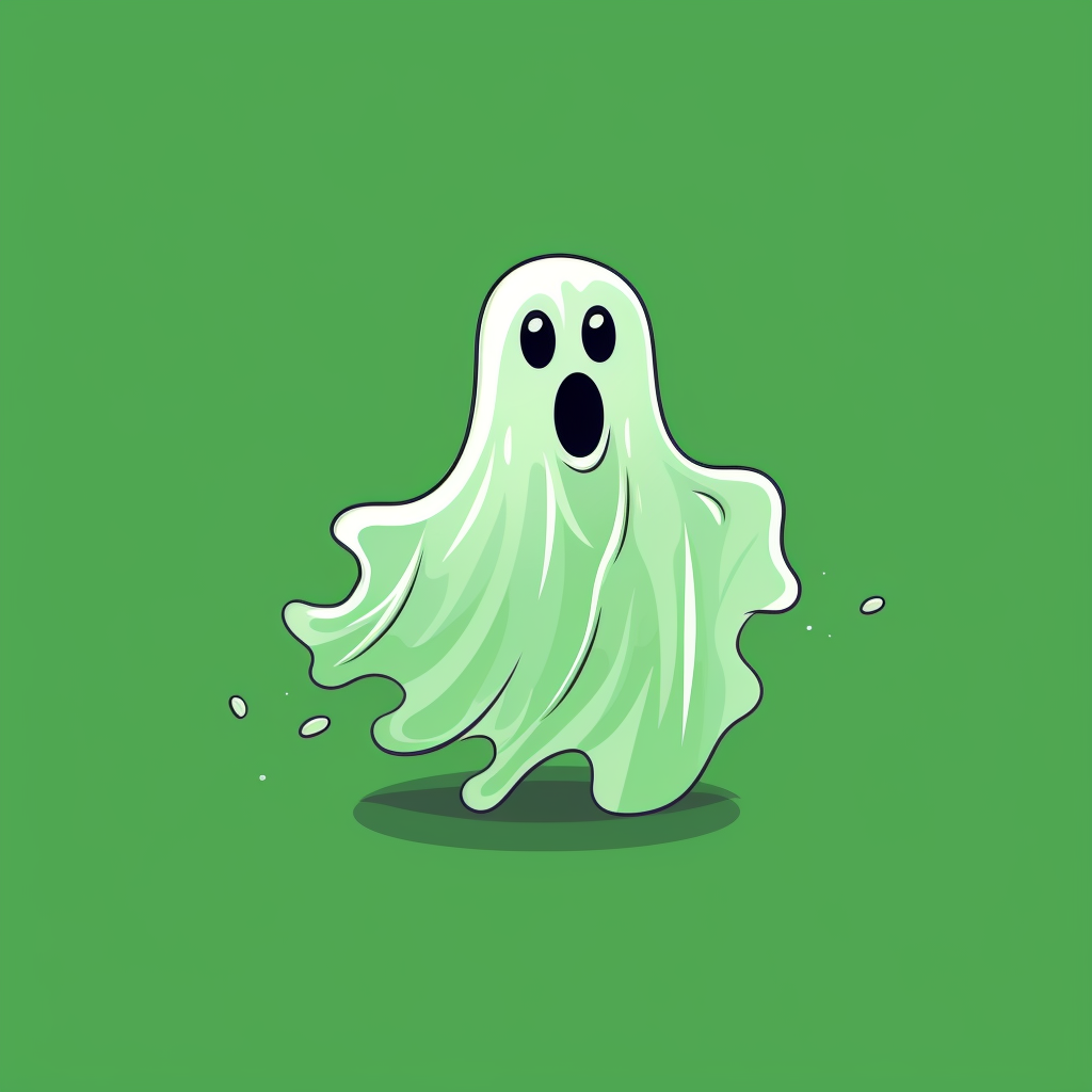 Cute and colorfully spooky ghost on a green background