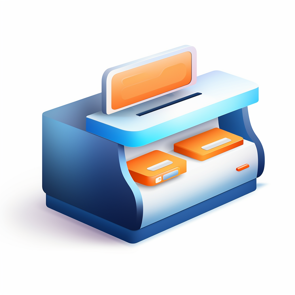 Blue and orange cash desk icon