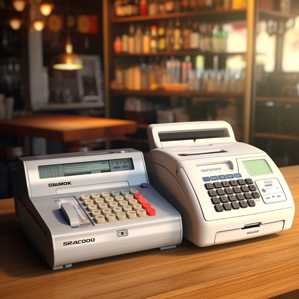 Closeup of Clean Cash Registers on Table