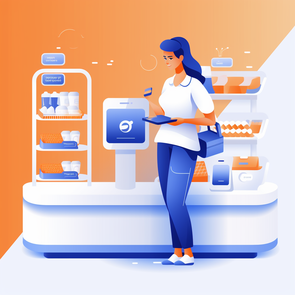 Minimalist cashier app illustration