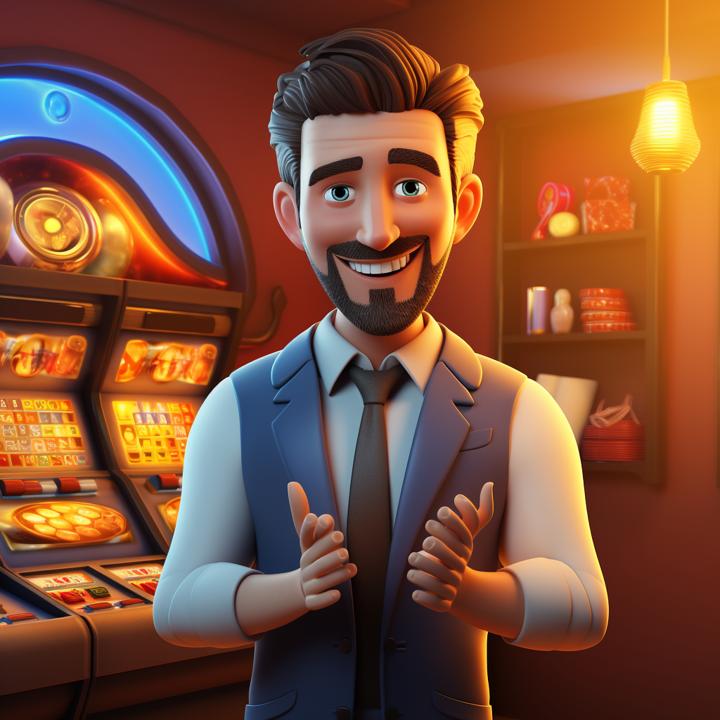 Handsome male casino dealer in welcome pose