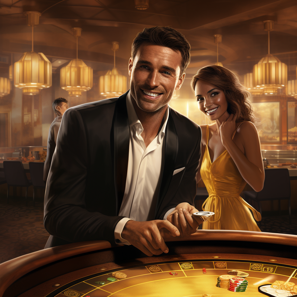 Two people at a casino roulette table