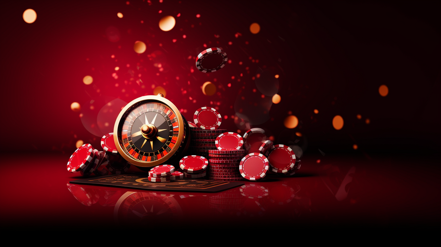 Maroon background with casino elements