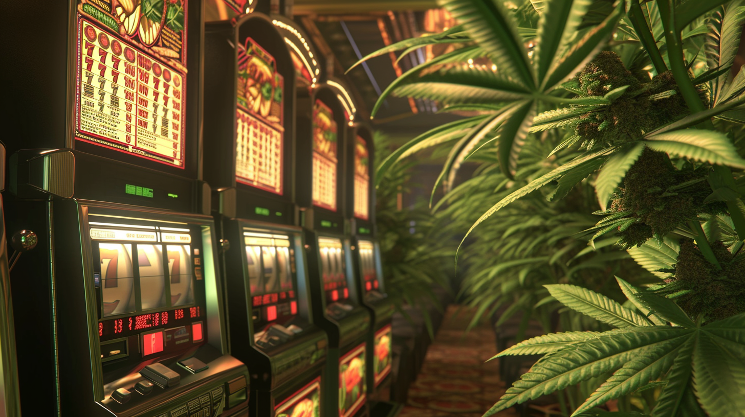 Casino Slot with Cannabis Leaves and Buds