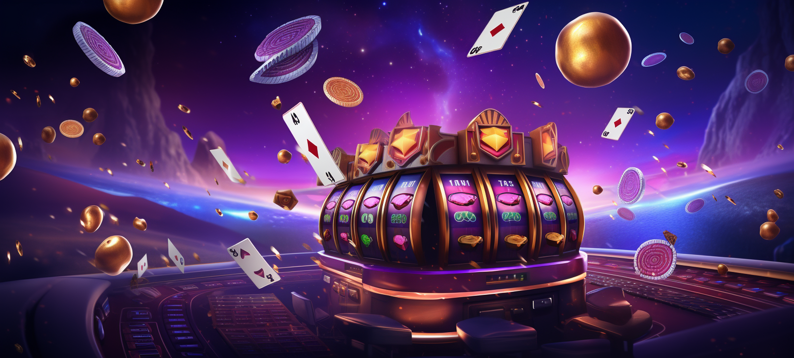 Casino slot game with space-themed graphics