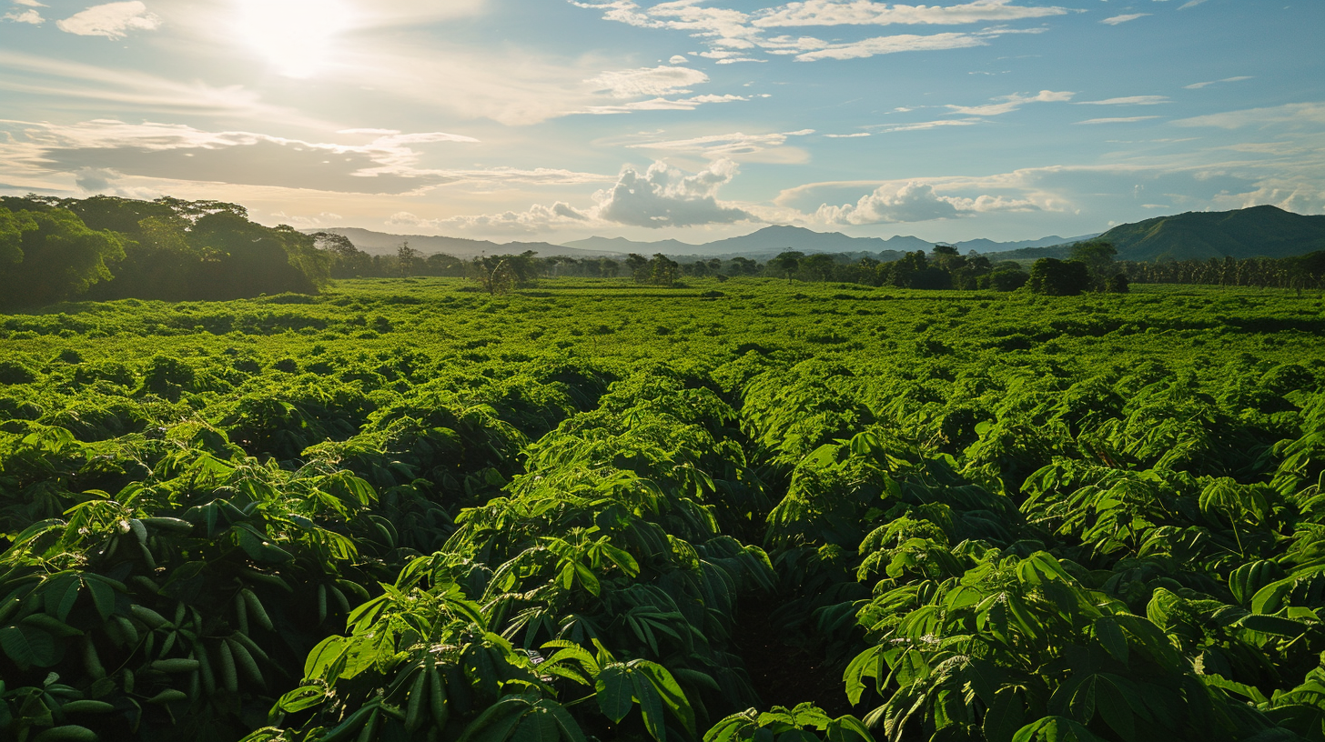 Beautiful cassava field landscape