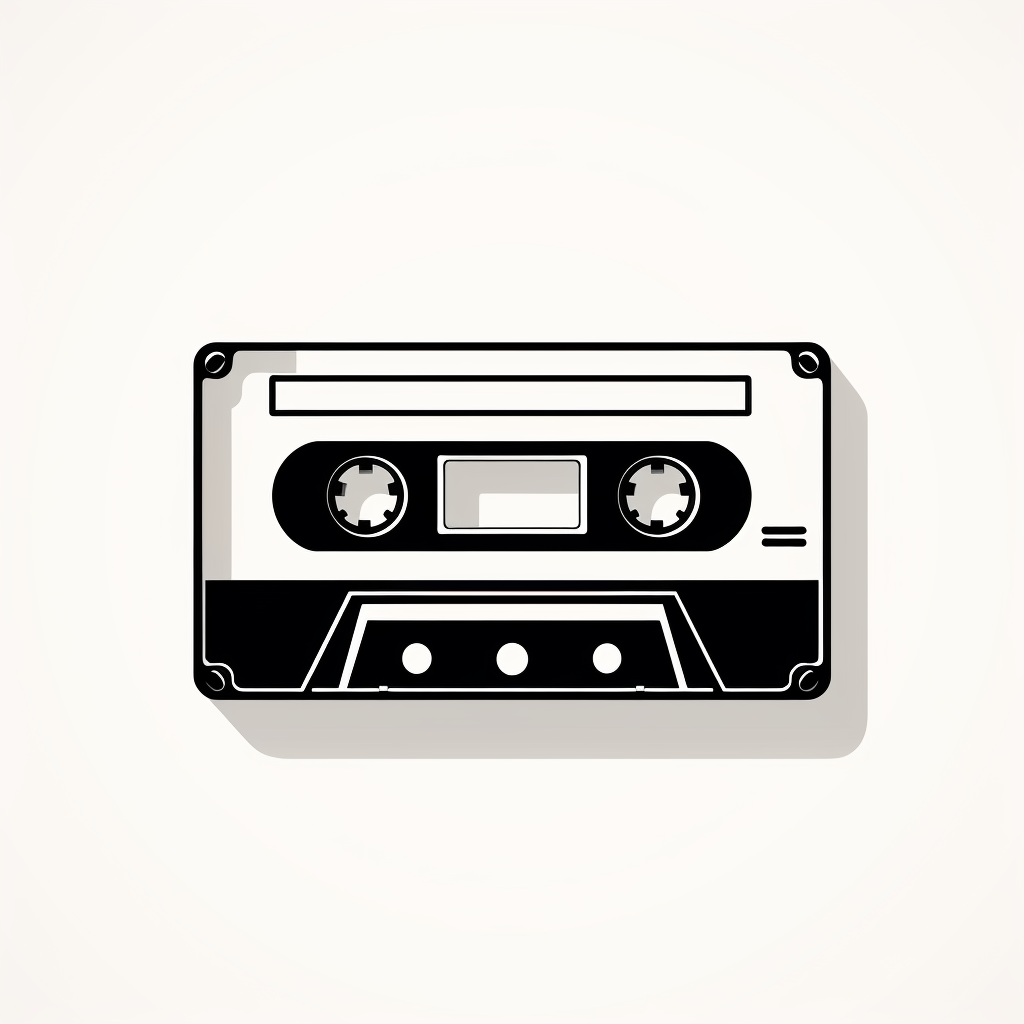 Black and white cassette tape icon