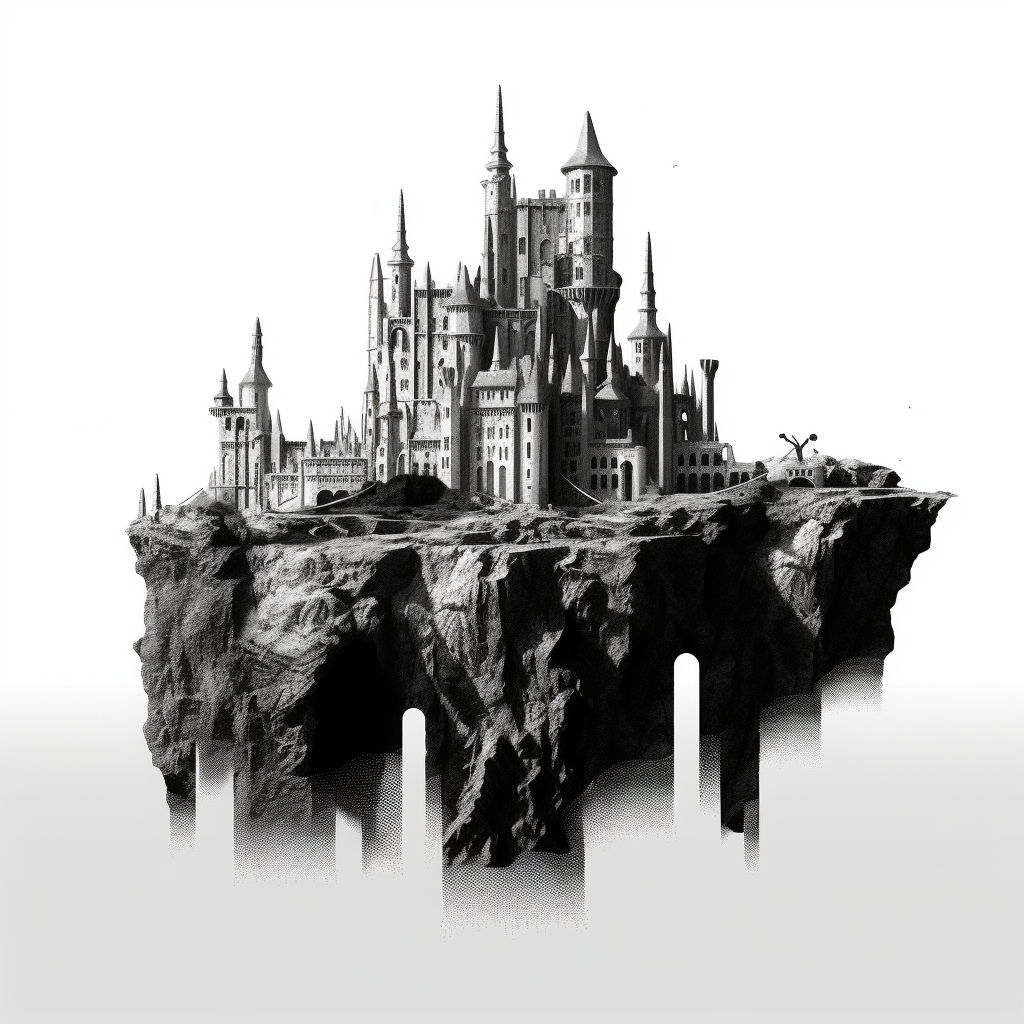 Simple castle ruin graphic design