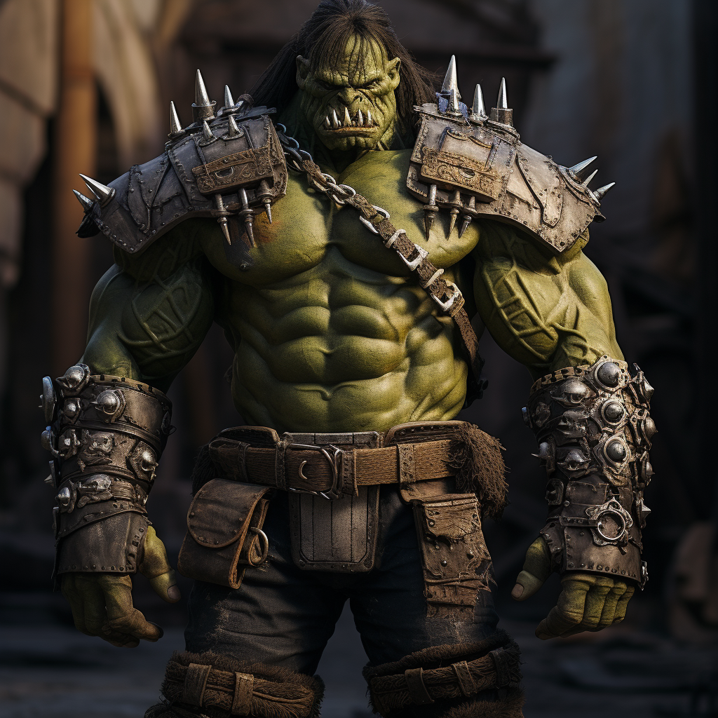 Muscular orc in castlepunk aesthetic