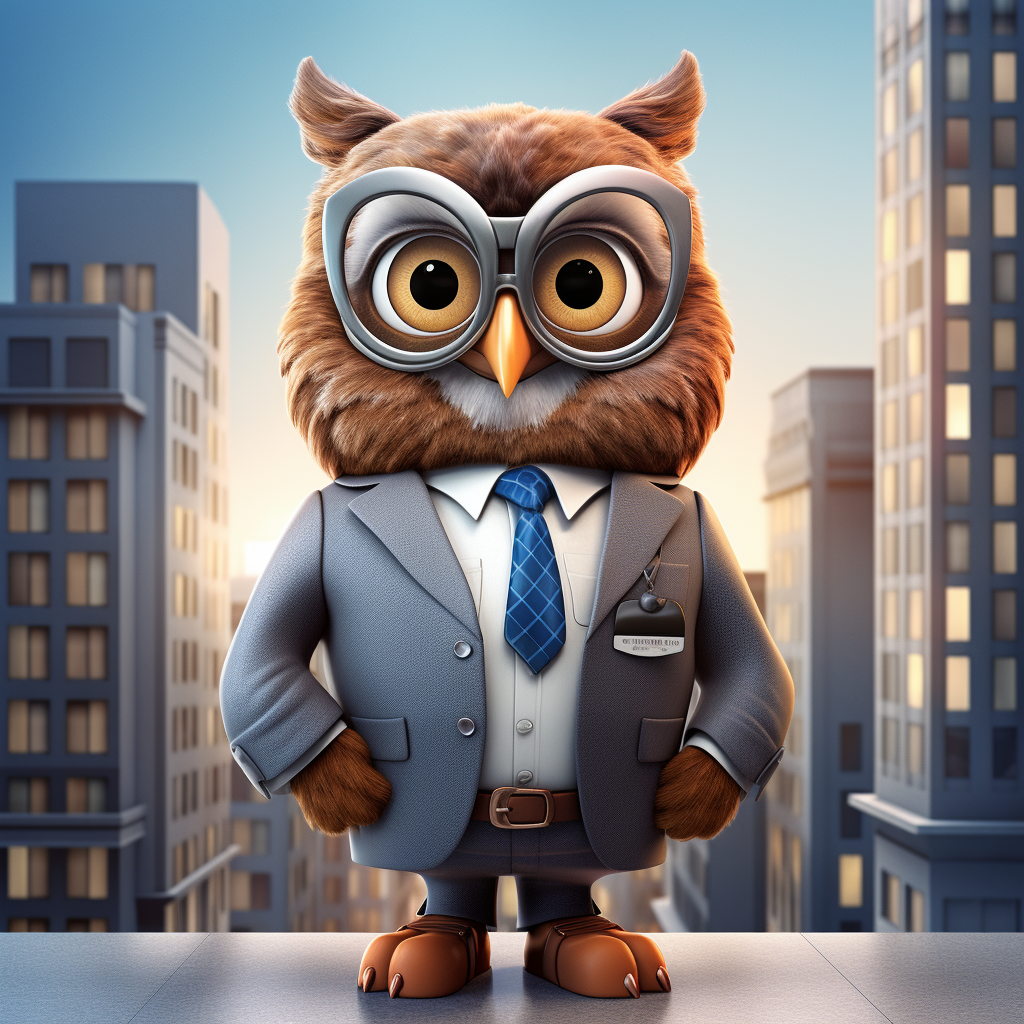 3D owl mascot for real estate company